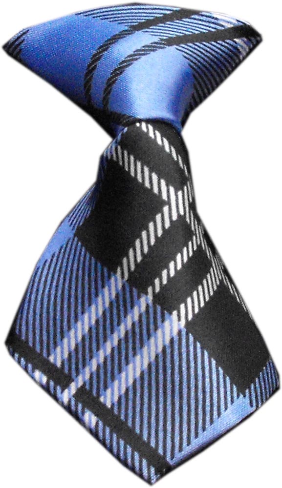 Dog Neck Tie Plaid Blue